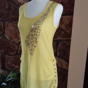 Yellow embellished tunic top S/M
